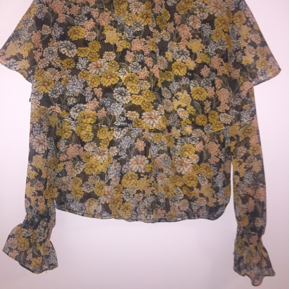 Zara Multicolor Frilly Floral Blouse XS - Picture 3 of 7
